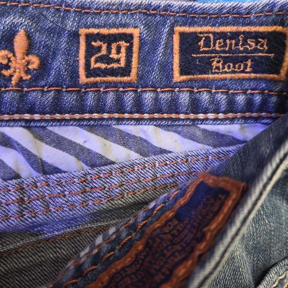 Rock Revival Womens Jeans Denisa Bootcut Low Rise Distressed Bling Sz 29 (30x31) - Picture 5 of 11